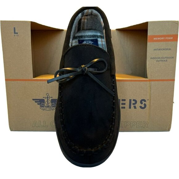 Dockers NIB Men’s Memory Foam Indoor Outdoor Outsole Black Slippers-L (9/10) - Picture 12 of 16